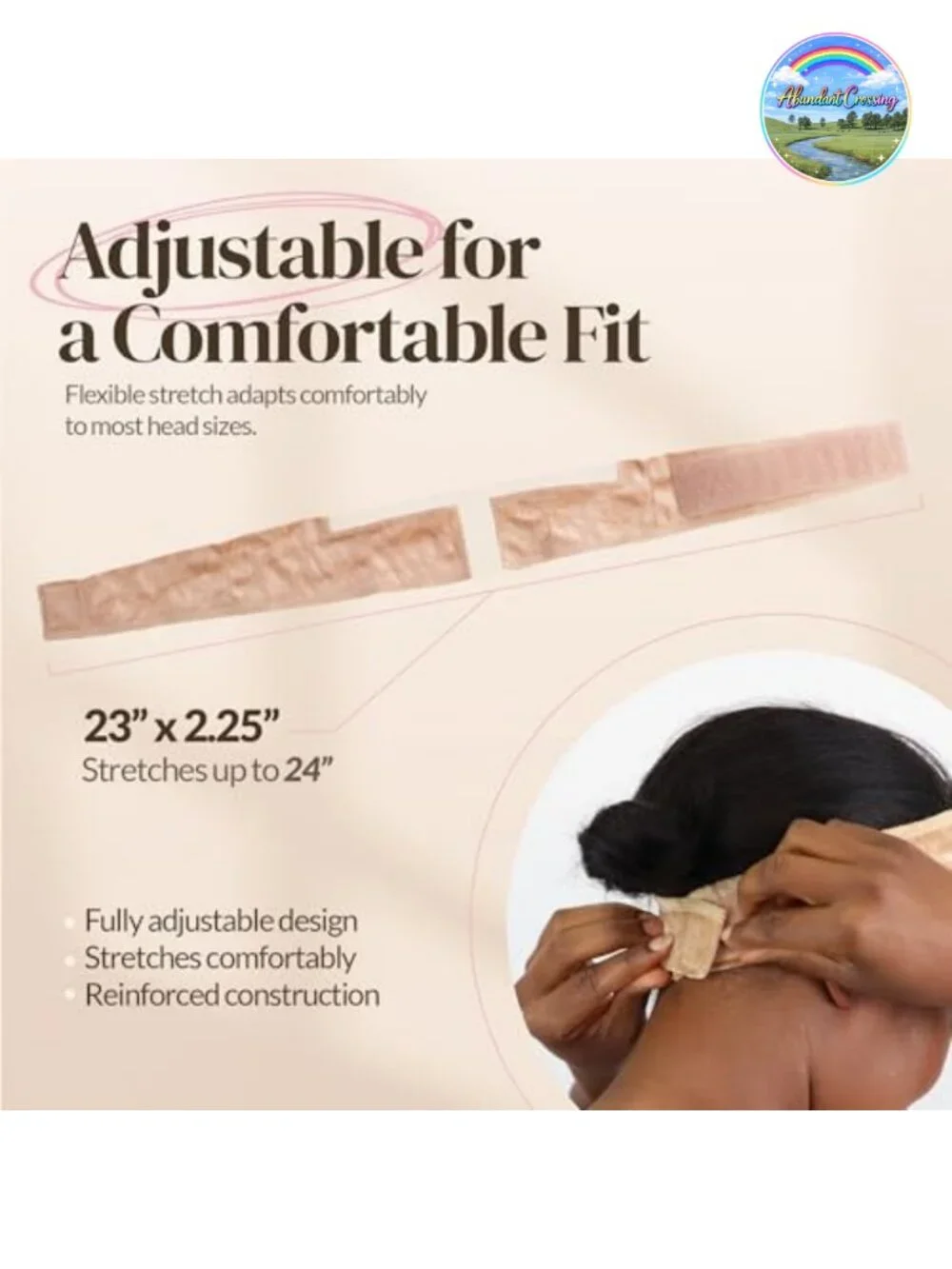 Premium Lace Wig Grip Band for Women, Adjustable Glueless Velvet Headband,